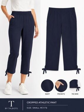 T by Talbots cropped pants size small petite navy blue